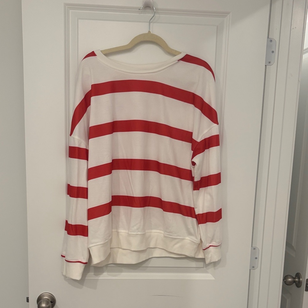 NWOT Women's Cozy Red and White Striped Set